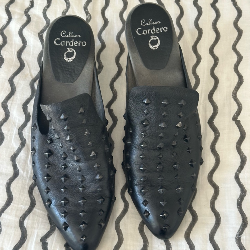 Calleen Cordero Black leather Studded Women's Shoes